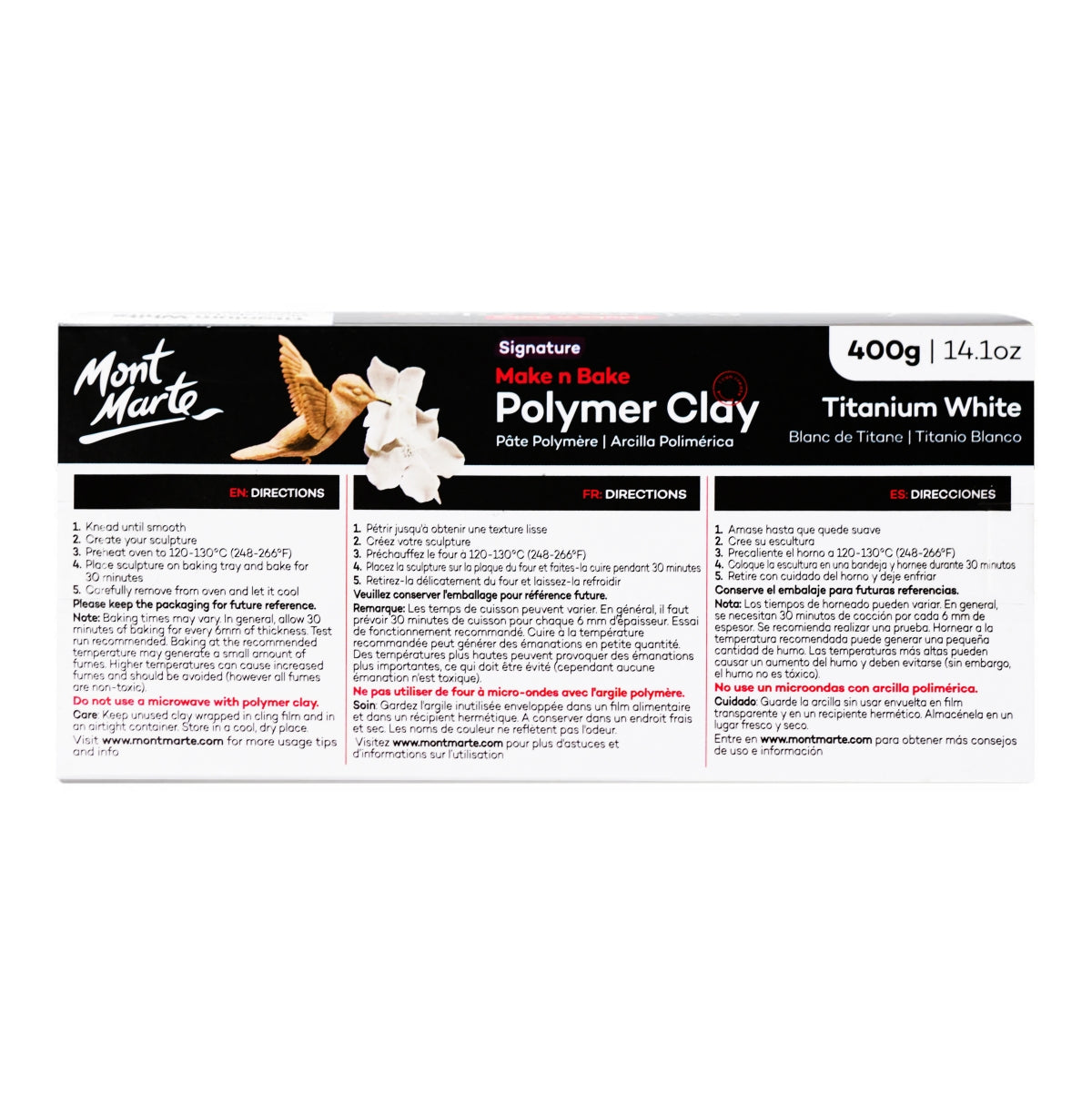 Mont Marte Ofenhärtende Modelliermasse aus Polymer – Weiß 400g - SETL