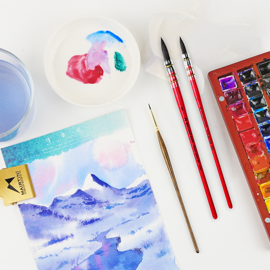 MAIRTINI Profi-Aquarellpinsel-Set 1098&SS93 – Premium Eichhörnchenhaar-Mix für anspruchsvolle Aquarelltechniken - SETL