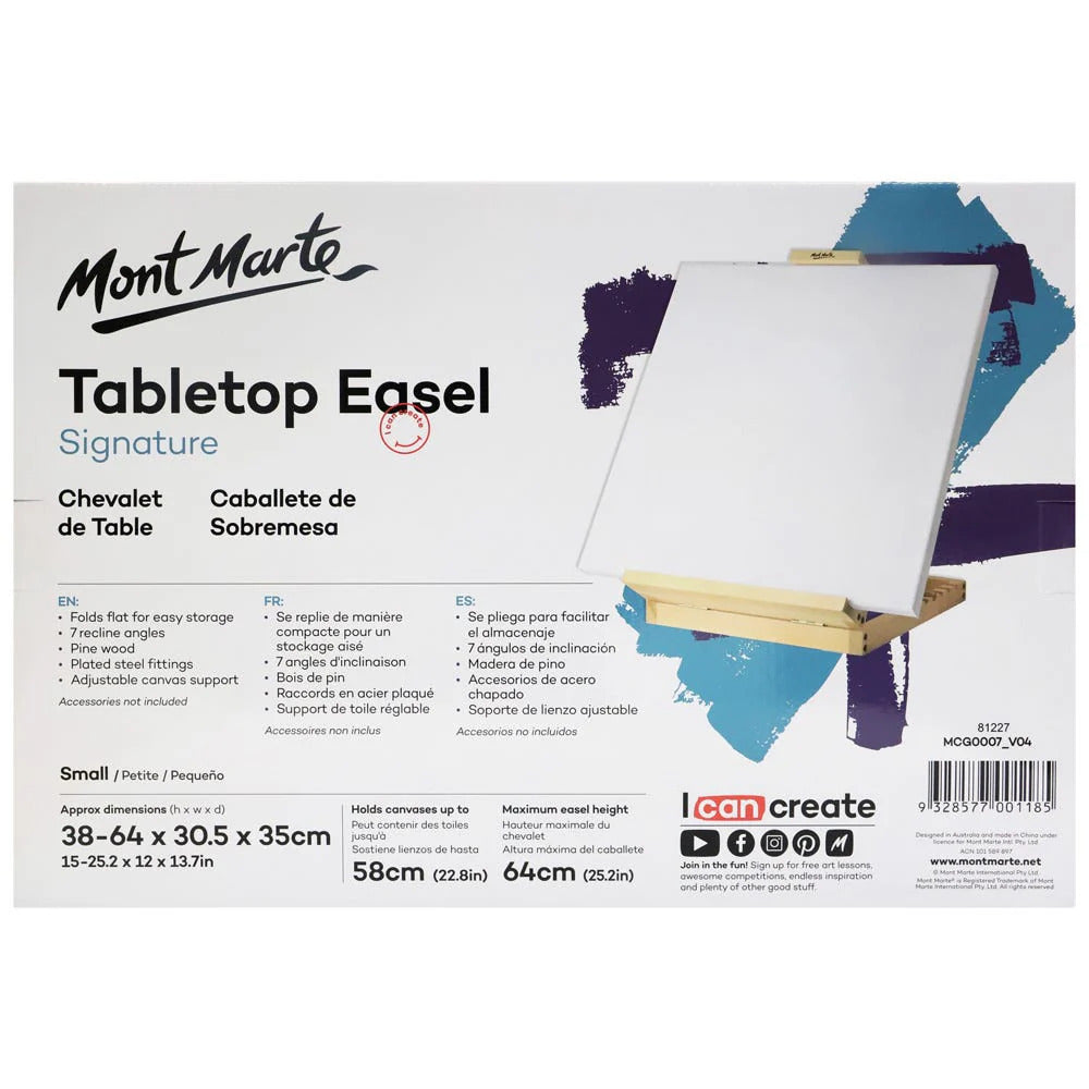 Mont Marte Tischstaffelei aus Kiefernholz – klappbar, für Leinwände bis 58 cm - SETL