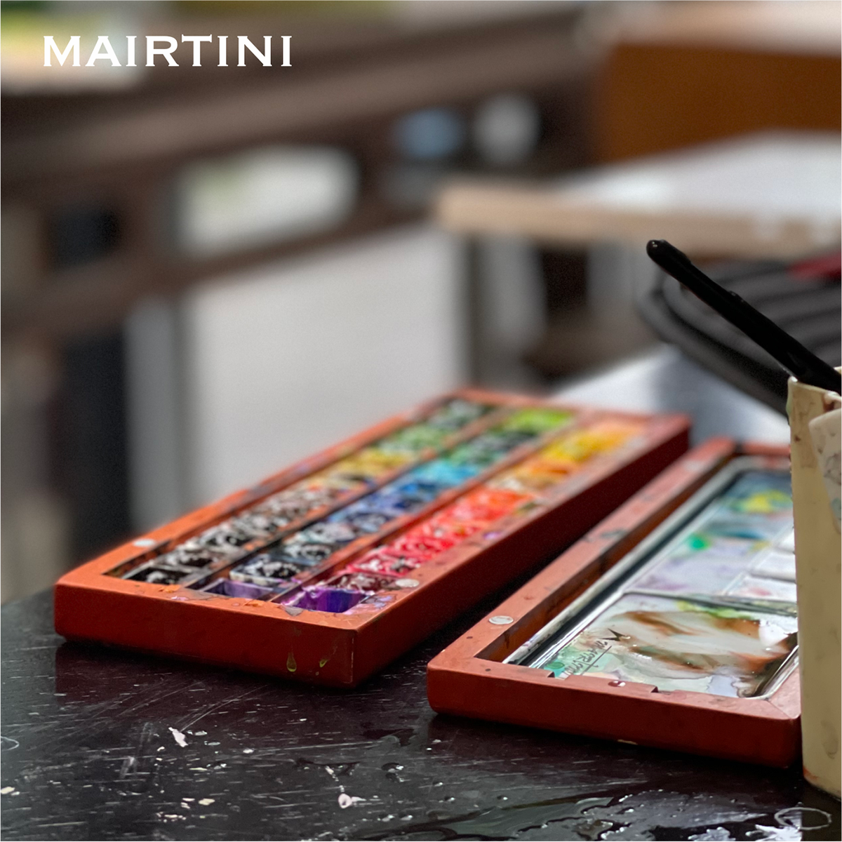 Mairtini Caravaggio Professionelles Aquarellfarbe Set - 12 / 24 / 36 Farben in halben Näpfchen - in eleganter Metall- oder Holzbox - SETL