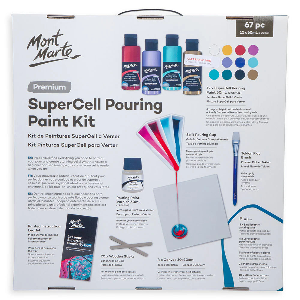 Mont Marte SuperCell Pouring Paint Kit Premium – 67-teiliges Set - SETL
