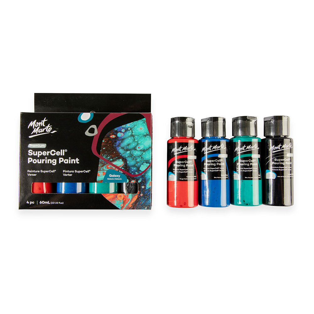Mont Marte SuperCell® Pouring Set - Galaxy - 4x60ml in Flaschen - SETL