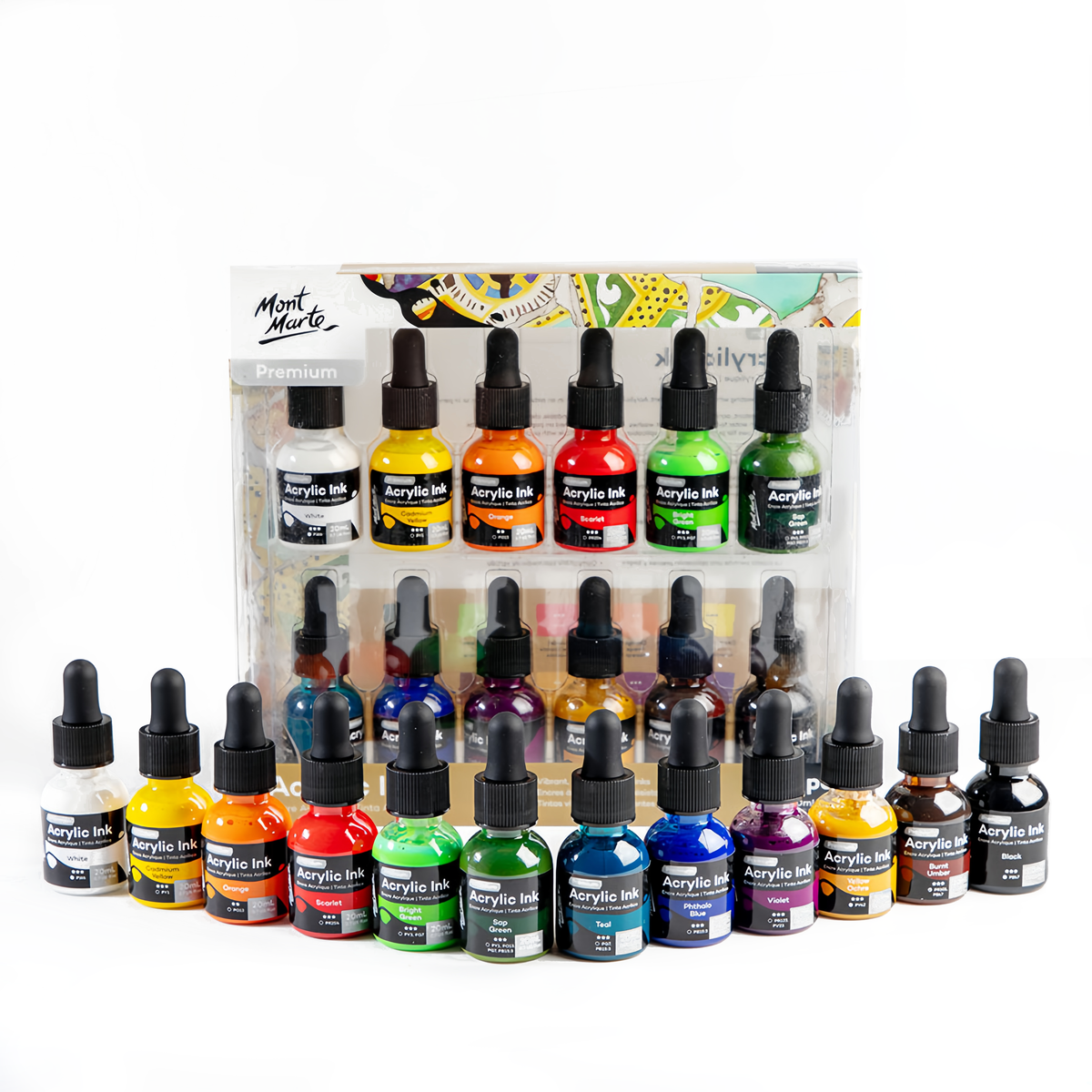 Mont Marte Premium Acryl Ink Set – 6 / 12 Farben - SETL