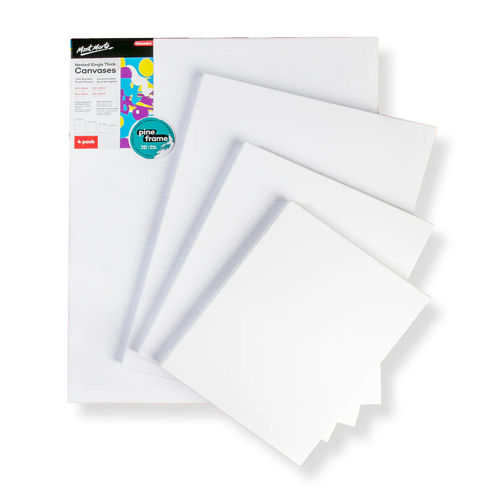 Mont Marte Discovery Leinwand auf Keilrahmen 4er-Set – 20 x 25 bis 40 x 50 cm - SETL