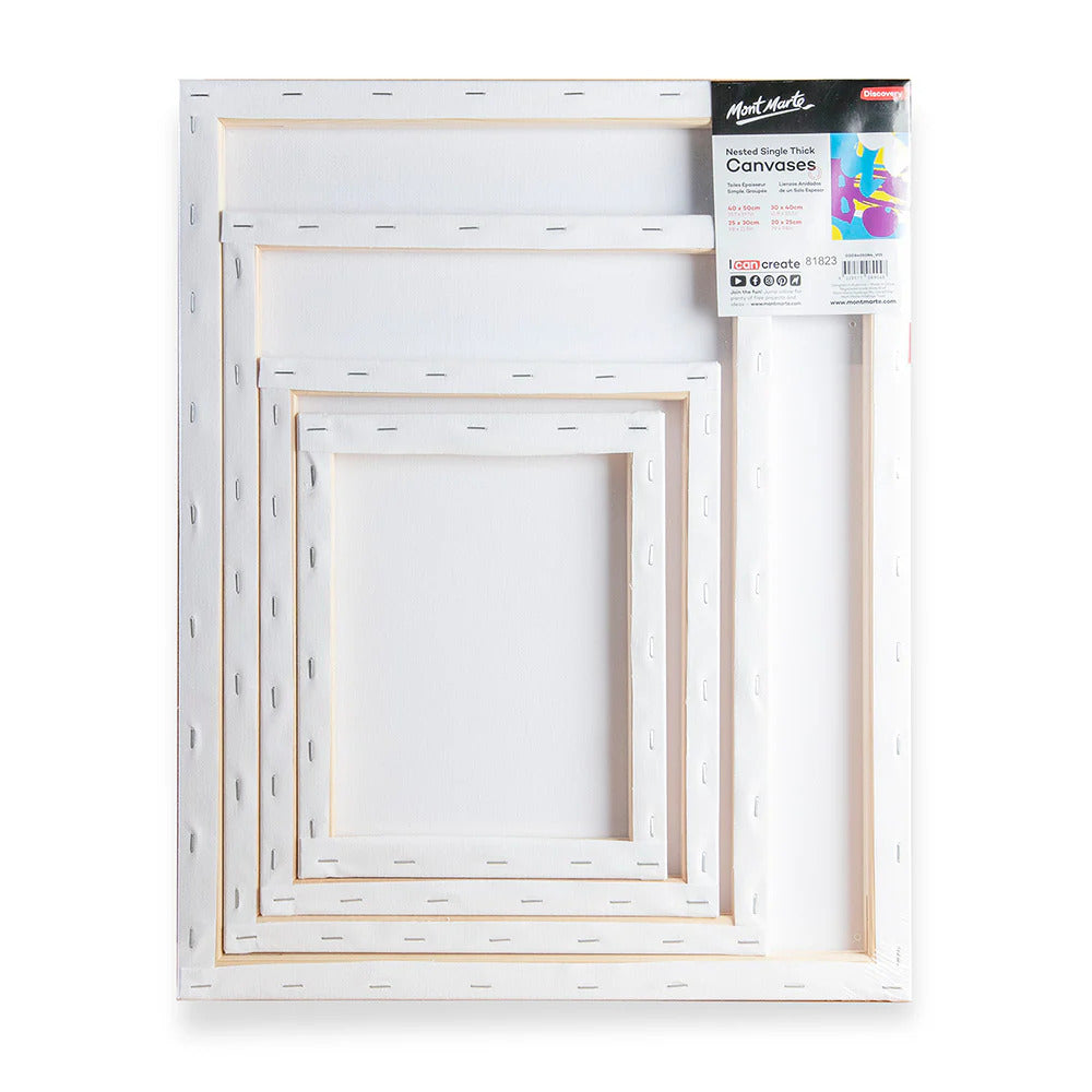 Mont Marte Discovery Leinwand auf Keilrahmen 4er-Set – 20 x 25 bis 40 x 50 cm - SETL