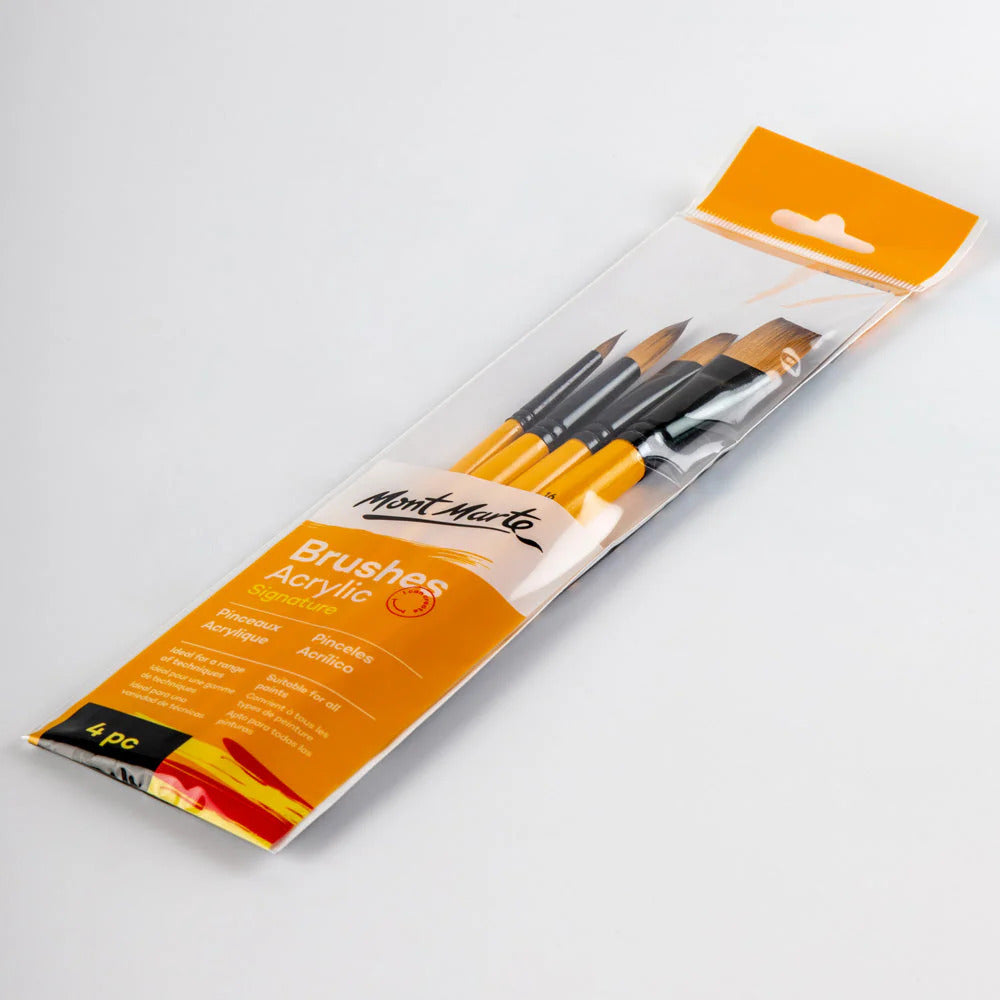 Mont Marte Acrylpinsel Set 4-teilig – Größen 6/10/12/16 - SETL