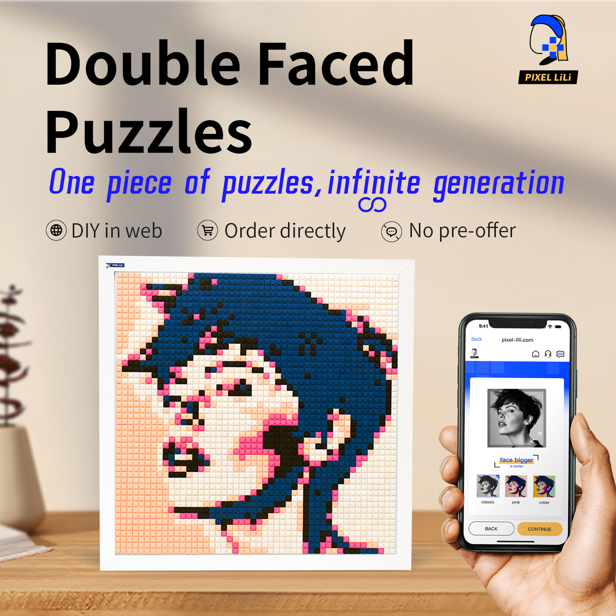 Doppelseitiges Pixel 3D Puzzle - SETL
