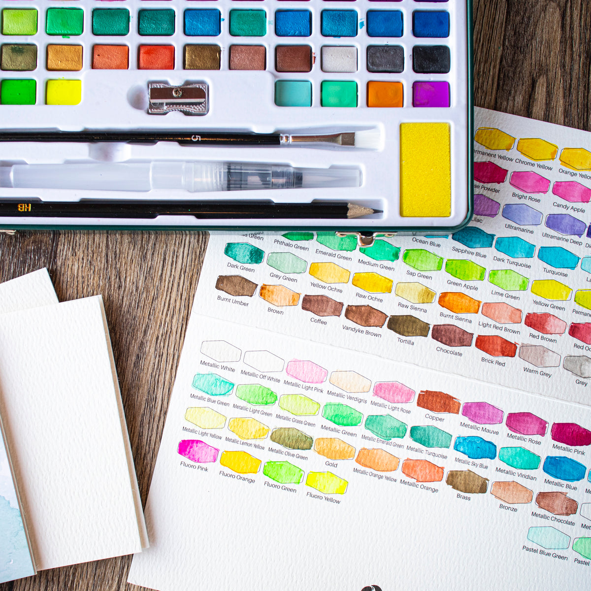 Artecho Aquarellfarben Set Premium - 50 / 100 / 128 Farben inkl. Zubehör - SETL