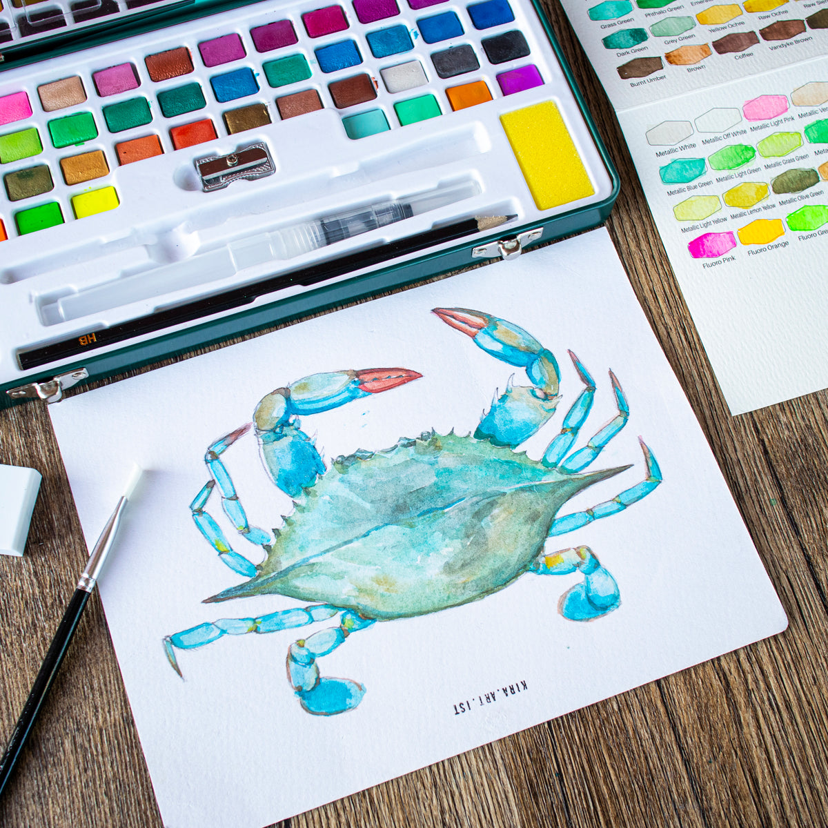 Artecho Aquarellfarben Set Premium - 50 / 100 / 128 Farben inkl. Zubehör - SETL