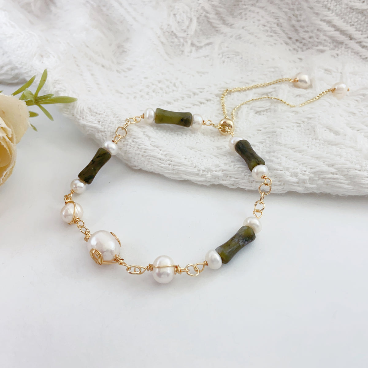 Süßwasserperlen & Abalone-Muschel Armband - SETL