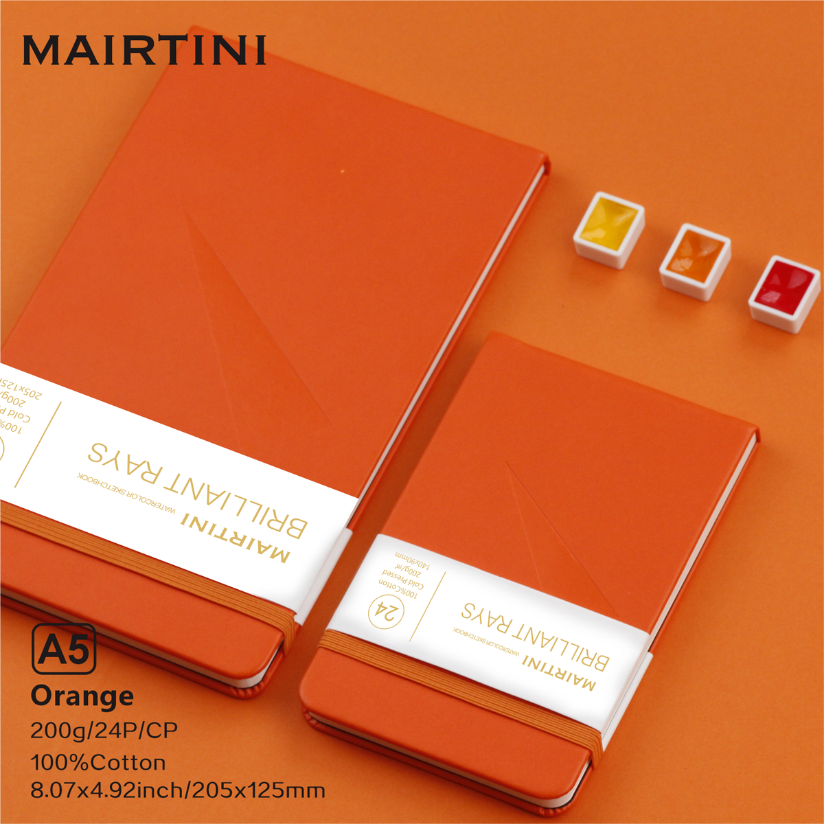 Mairtini Academy Tragbarer Aquarellblock aus 100% Baumwolle, 200 g, 24 Blatt - SETL