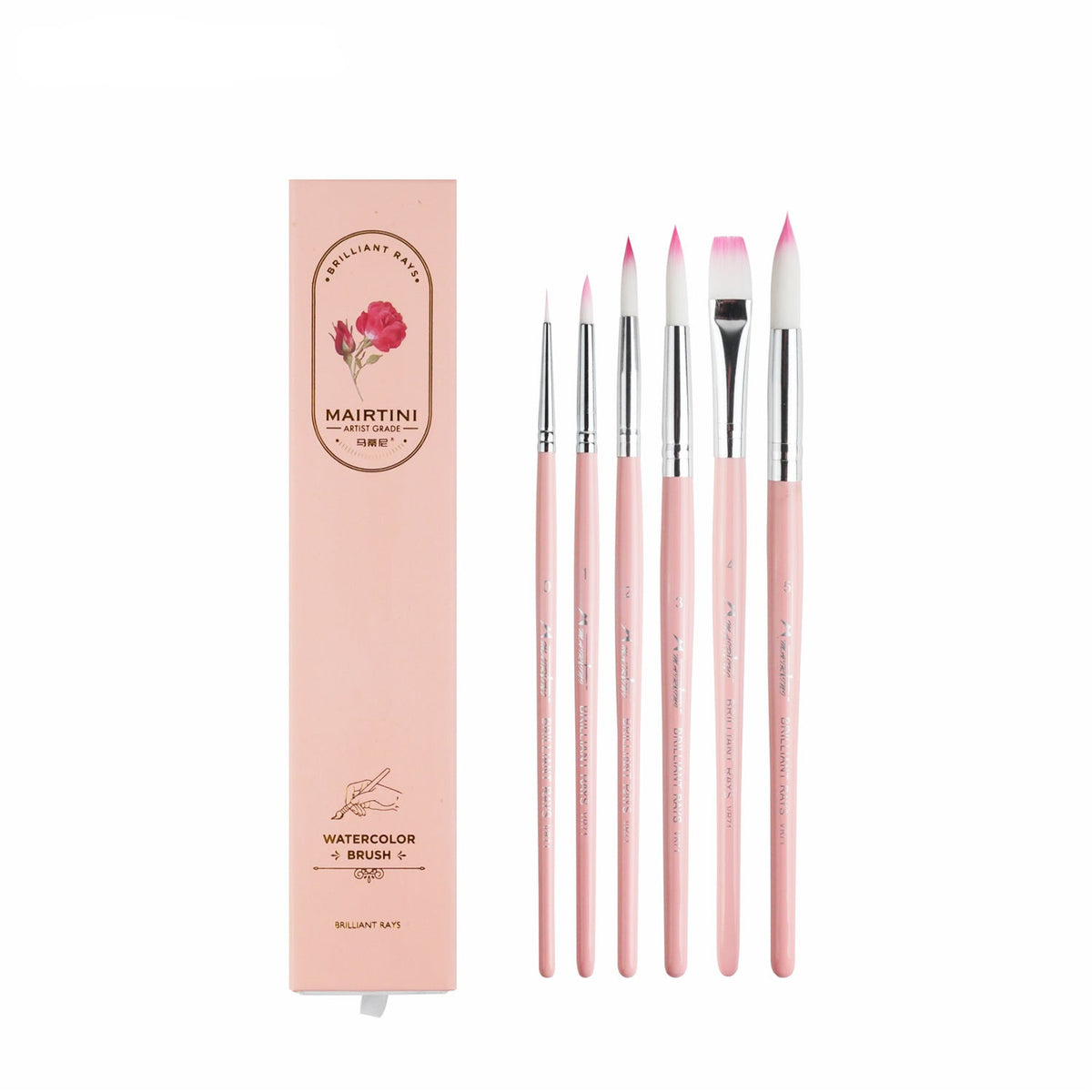 MAIRTINI Essentials 6-teiliges Aquarellpinsel-Set – Vielseitige Nylonhaarpinsel für alle Maltechniken - SETL