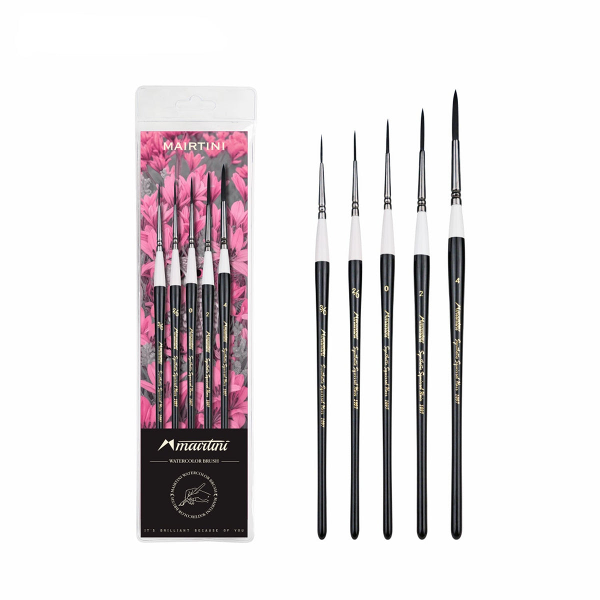 Professionelles 5er-Pinselset für Aquarellisten – Feine Synthetikhaare, ergonomische Hartholzgriffe – Größen 0/2/4/6/8 - SETL