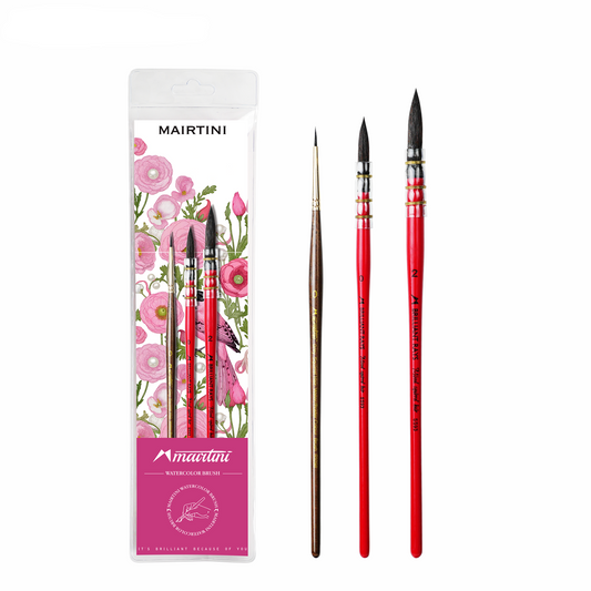 MAIRTINI Profi-Aquarellpinsel-Set 1098&SS93 – Premium Eichhörnchenhaar-Mix für anspruchsvolle Aquarelltechniken - SETL