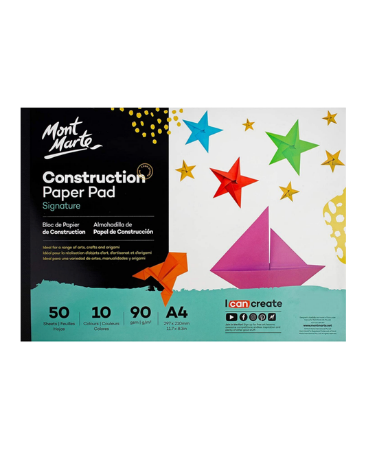Mont Marte Signature Bastelpapier Block – 50 Blatt in 10 Farben, A4 / A5 - SETL