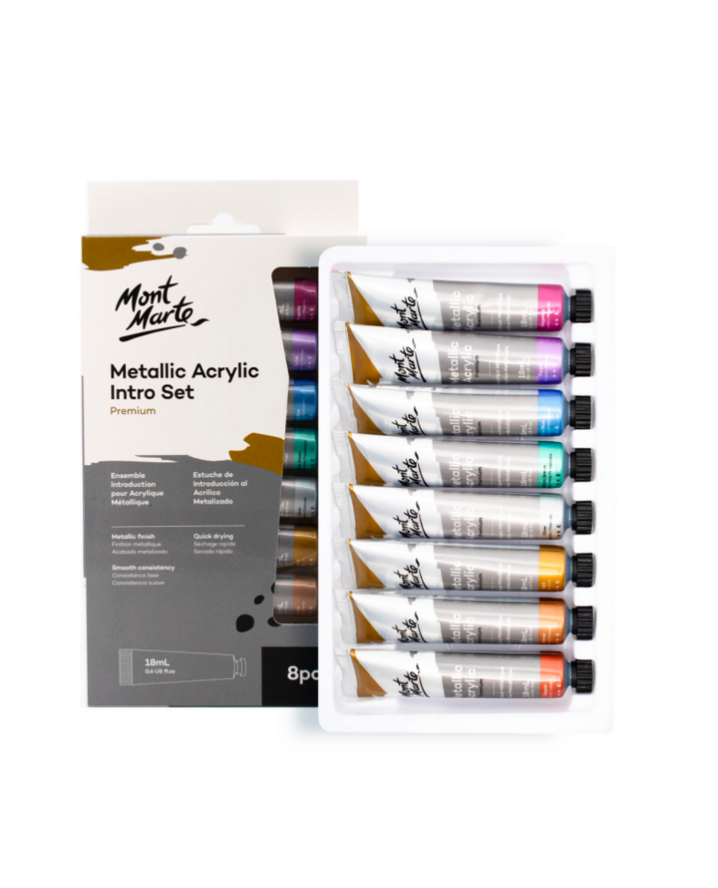 Mont Marte Acrylfarben Set Metallic – 8×18ml in Tuben - SETL