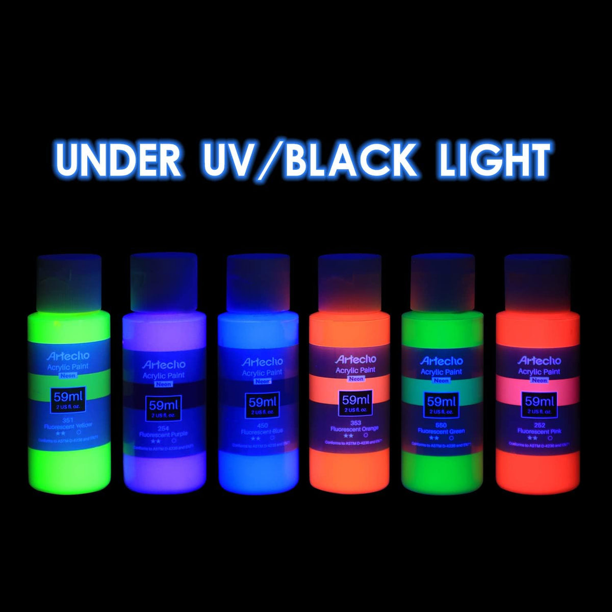 Artecho Acrylfarben Set Neon - 6x59ml in Flaschen - SETL