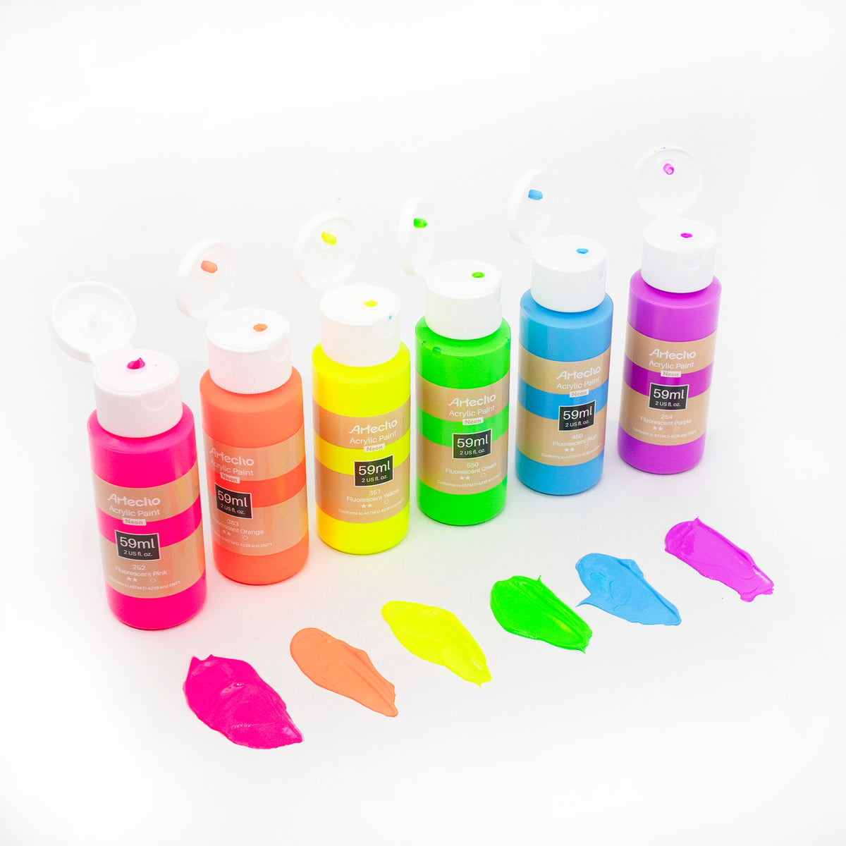 Artecho Acrylfarben Set Neon - 6x59ml in Flaschen - SETL