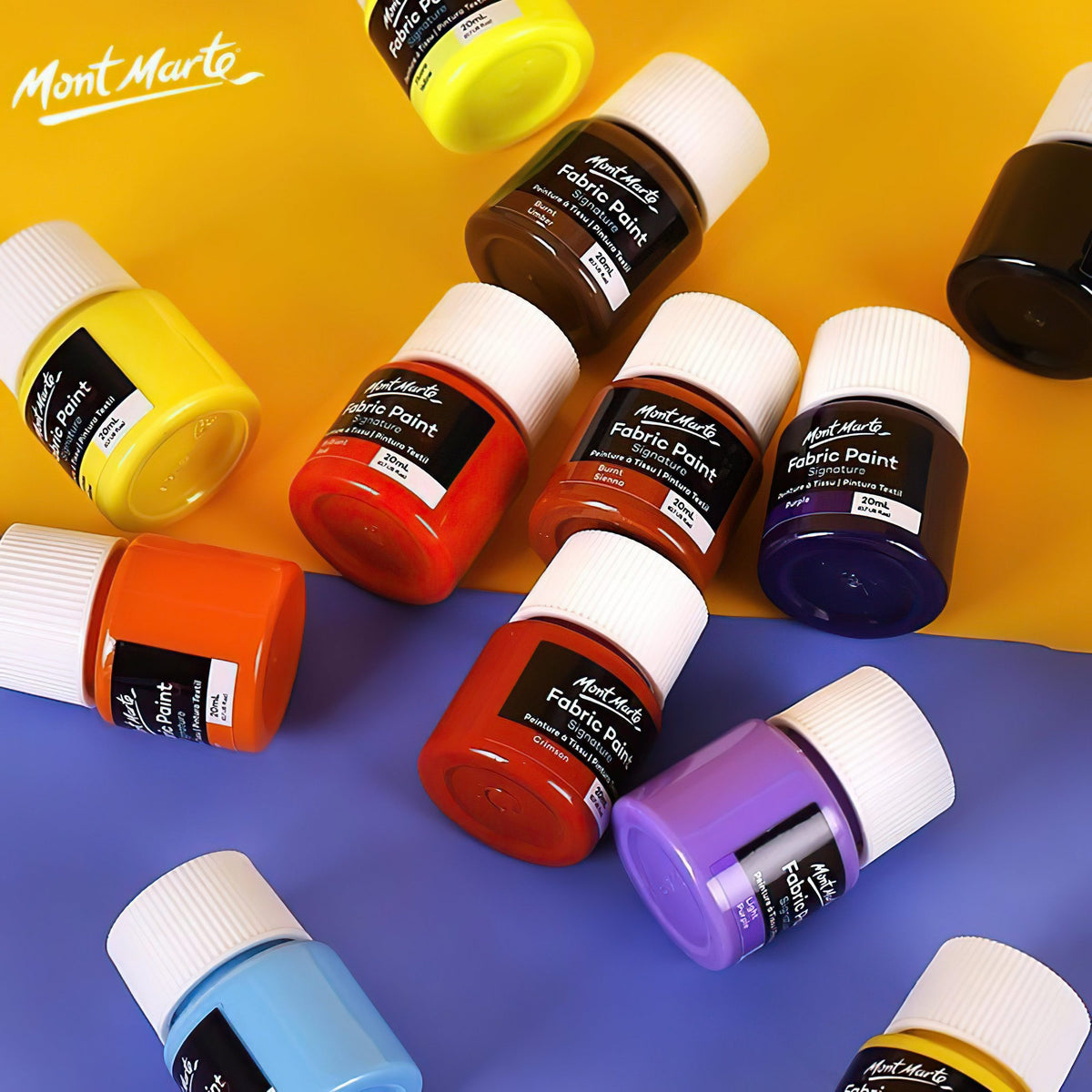 Mont Marte Textilfarben Set - 8 / 12 / 20 x20ml in Dosen - SETL