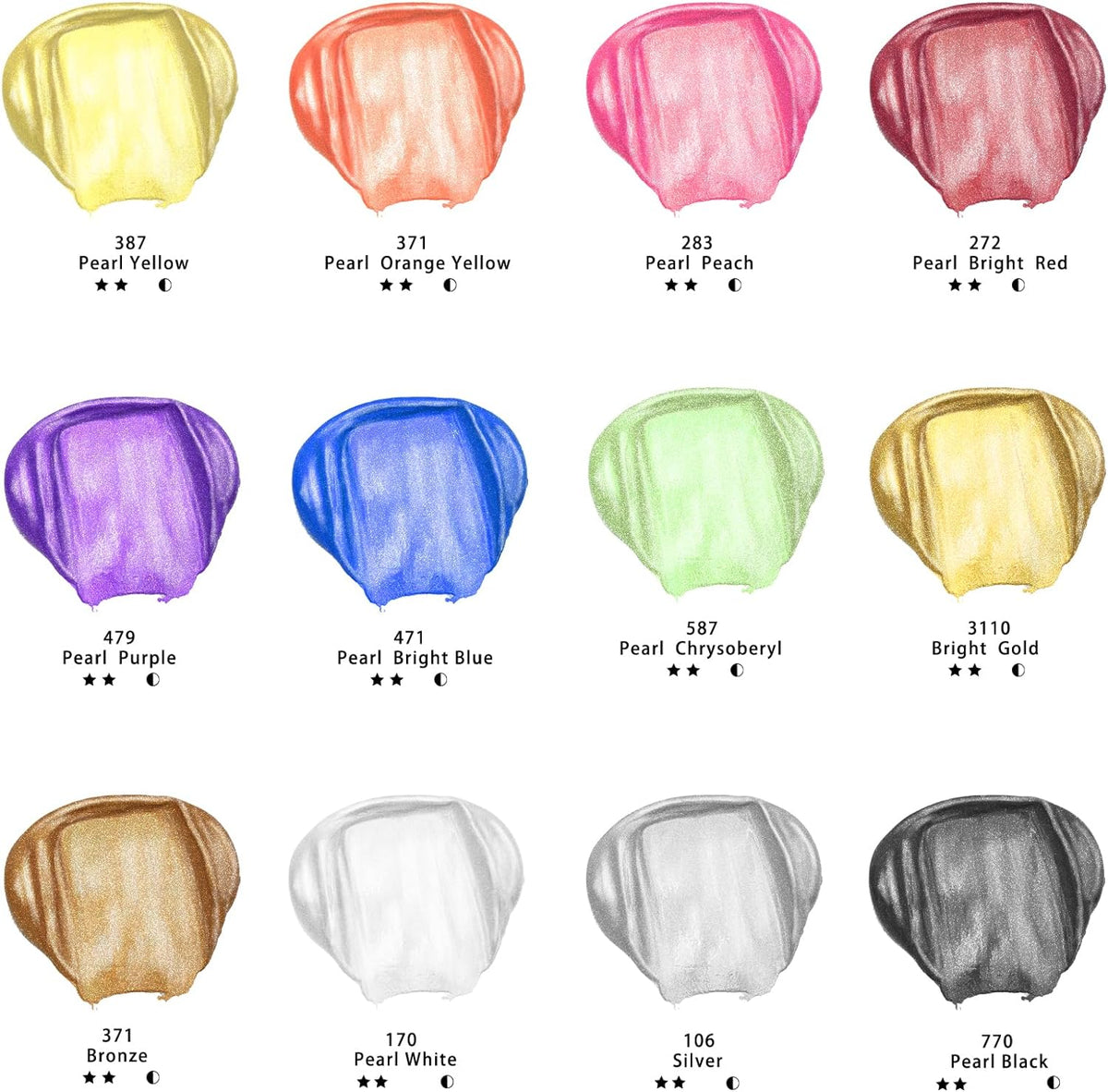 Artecho Acrylfarben Set Metallic -  12× 59 ml in Flaschen - SETL