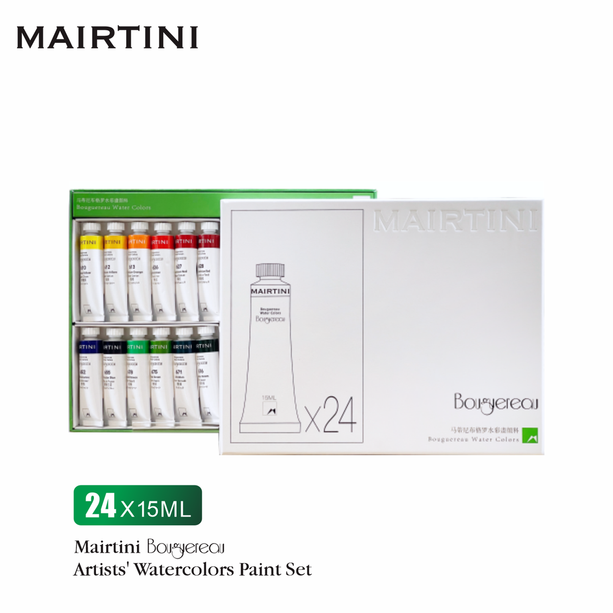 Mairtini Bouguereau Künstler-Aquarellfarben-Set, 24 Farben, 8/15 ml - SETL