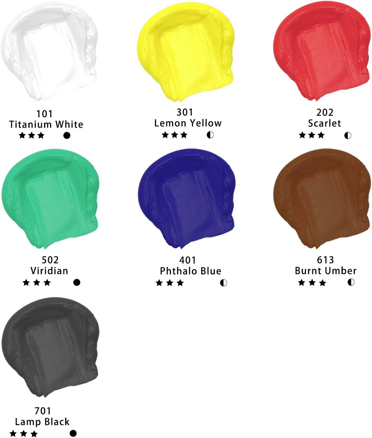 Artecho Künstlerset - 6 x 60ml + 1 x 120ml Wasserfest Acrylfarben mit 10 Pinseln & 1 Palette - SETL
