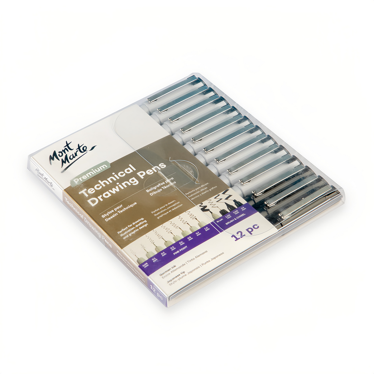 Mont Marte Zeichnungsstifte Set Premium – 12 Stück, schwarz - SETL