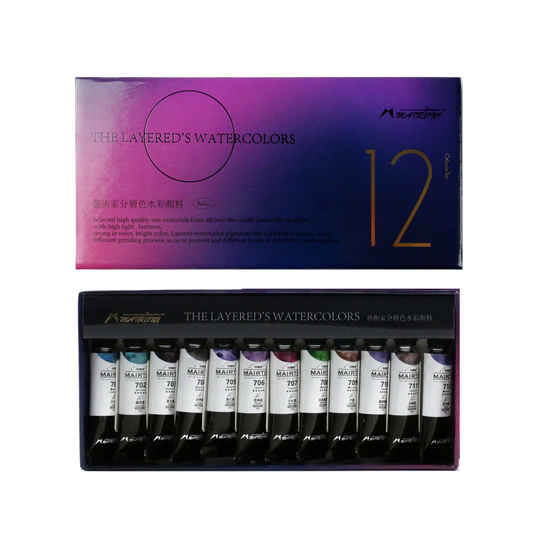Mairtini Künstler-Aquarellset mit mehrschichtiger Granulation, 12 Farben, 5 ml - SETL