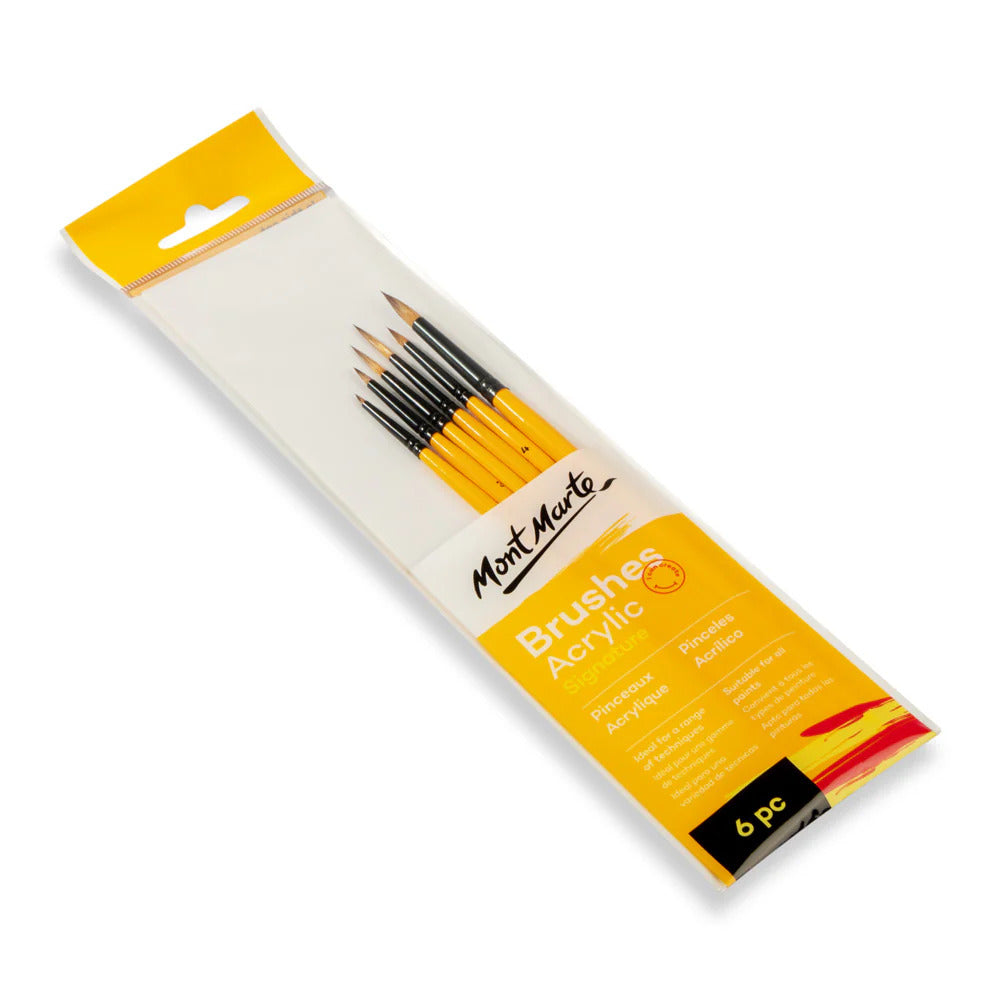 Mont Marte Acrylpinsel Set 6-teilig – Größen 1/2/3/4/4/8 - SETL