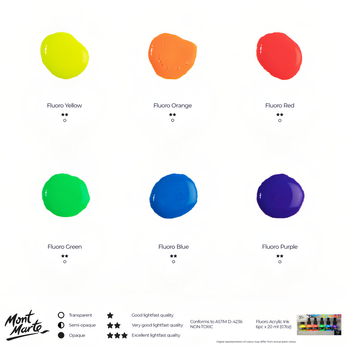 Mont Marte Premium Acryl Ink Set Neon – 6  Farben - SETL