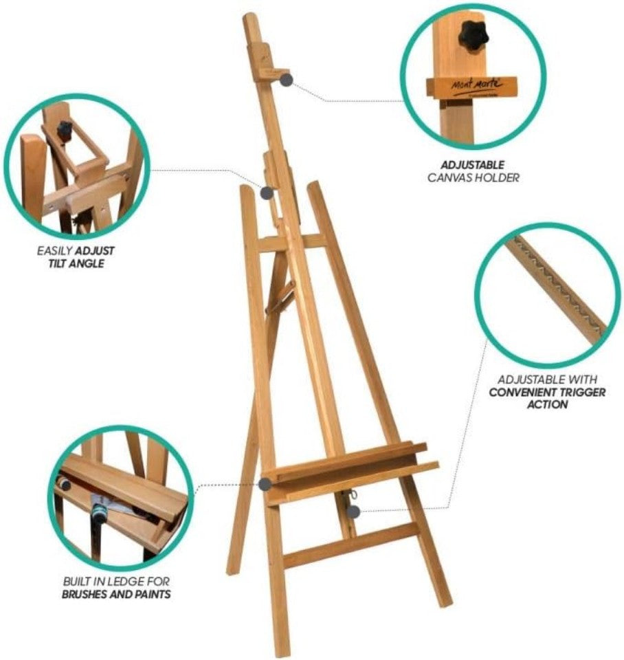 Mont Marte Atelierstaffelei - aus Buchenholz - bis 120cm hoch - SETL