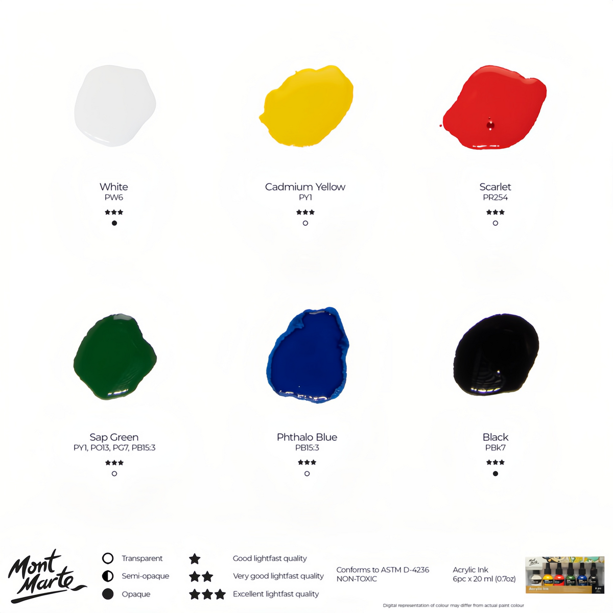 Mont Marte Premium Acryl Ink Set – 6 / 12 Farben - SETL