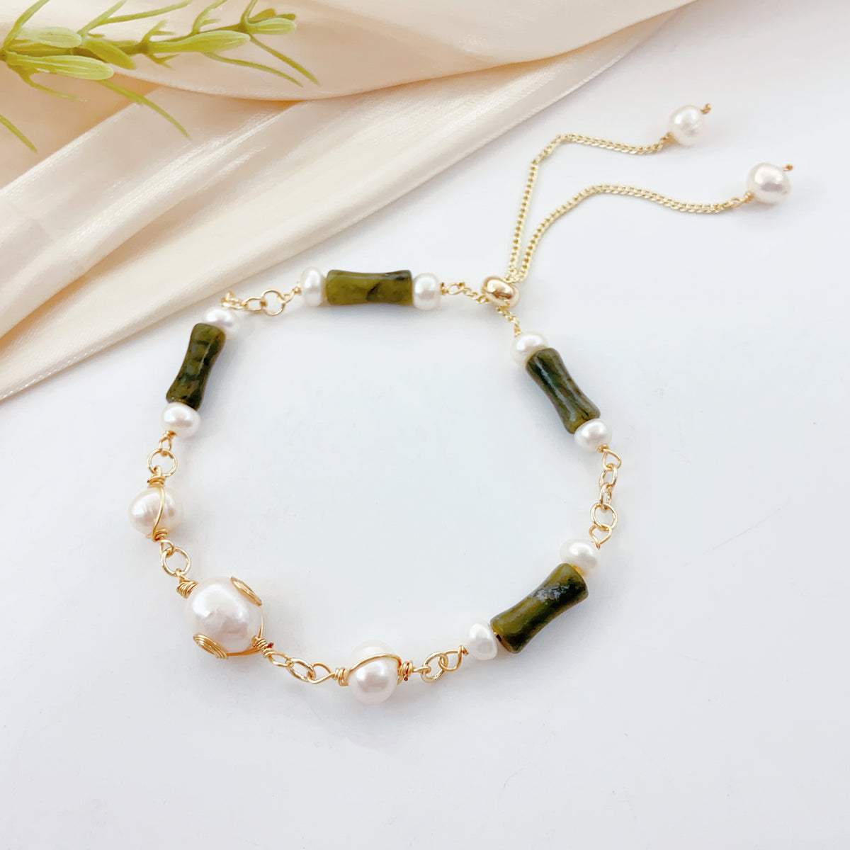 Süßwasserperlen & Abalone-Muschel Armband - SETL