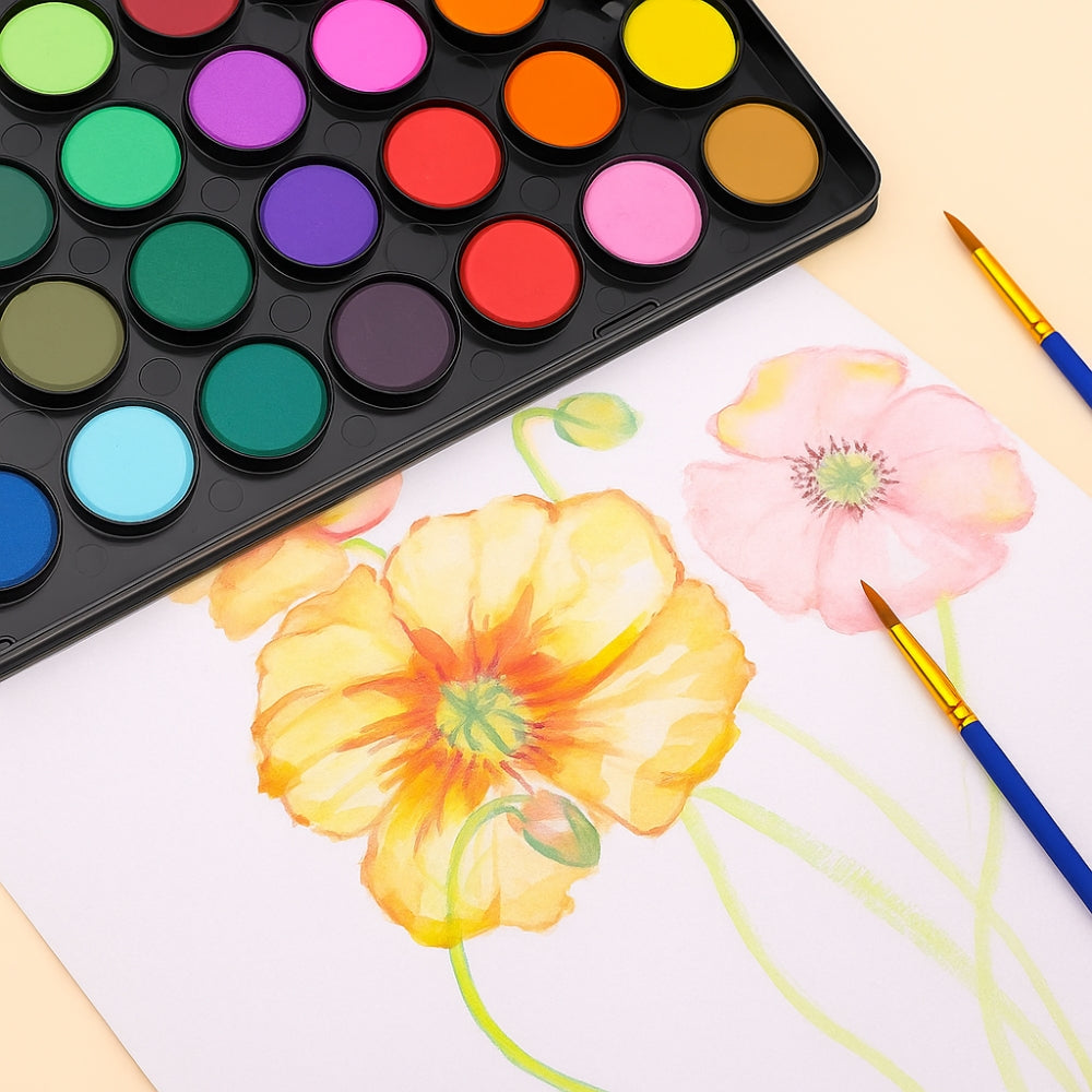 Artecho Aquarellfarben Set - 36 Farben mit 3 Pinseln - SETL