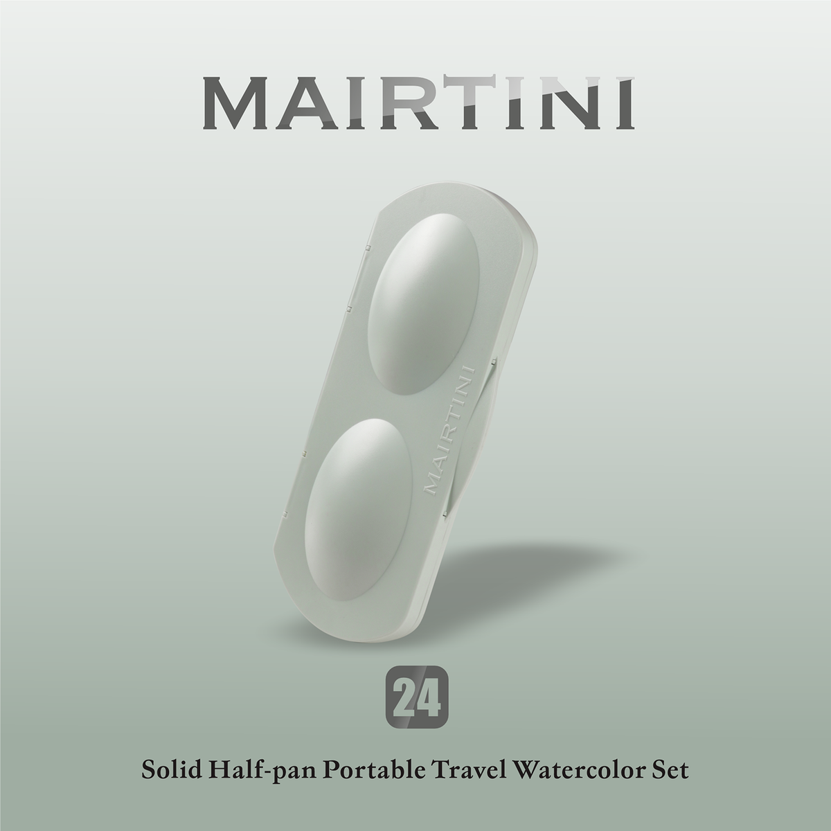Mairtini Academy Aquarell-Set in halben Näpfchen, 24 Farben (Ovaler Premium Metallkasten) - SETL