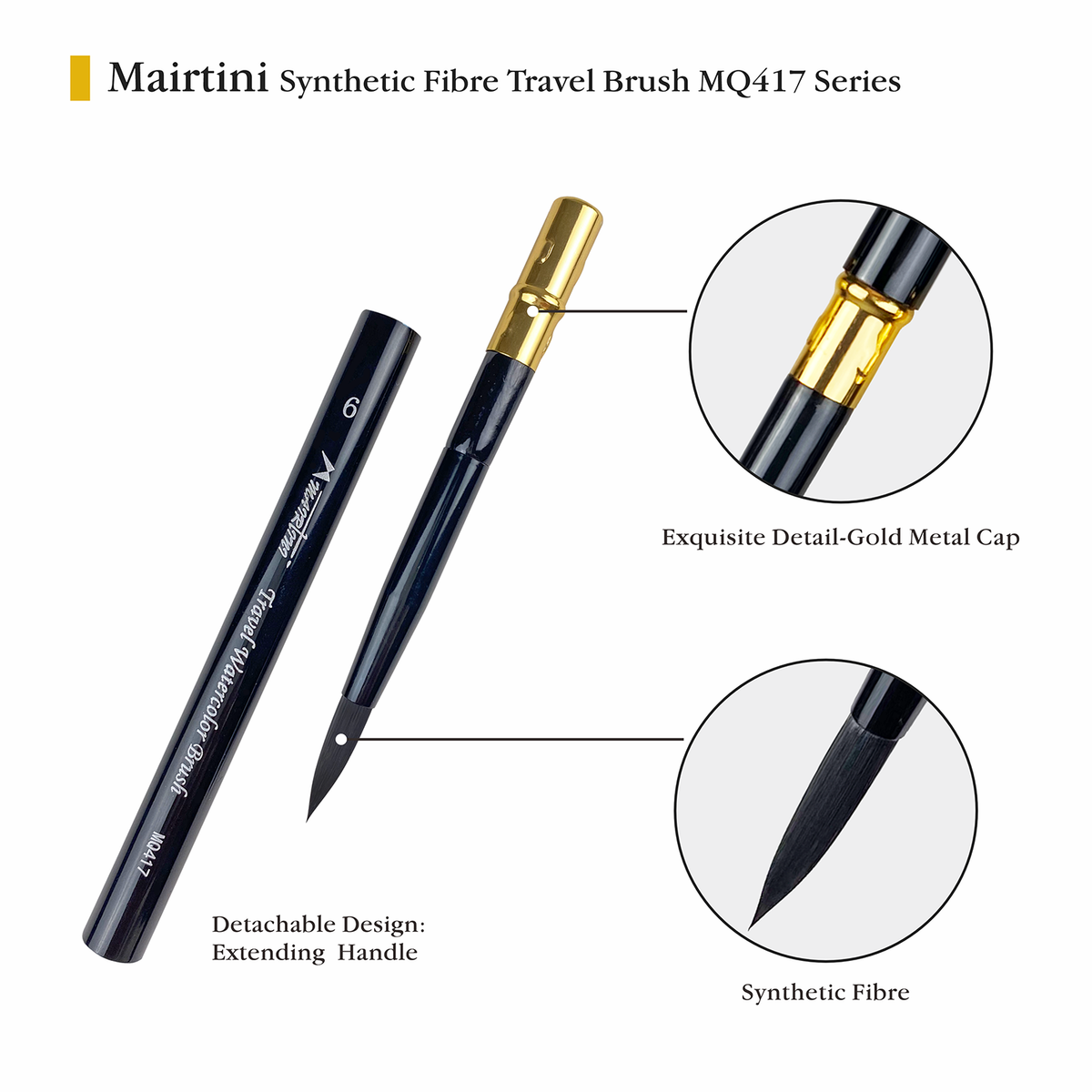 MAIRTINI TravelMate Aquarellpinsel – Reiseset Grün Nr.0/1/2/4/6 - SETL