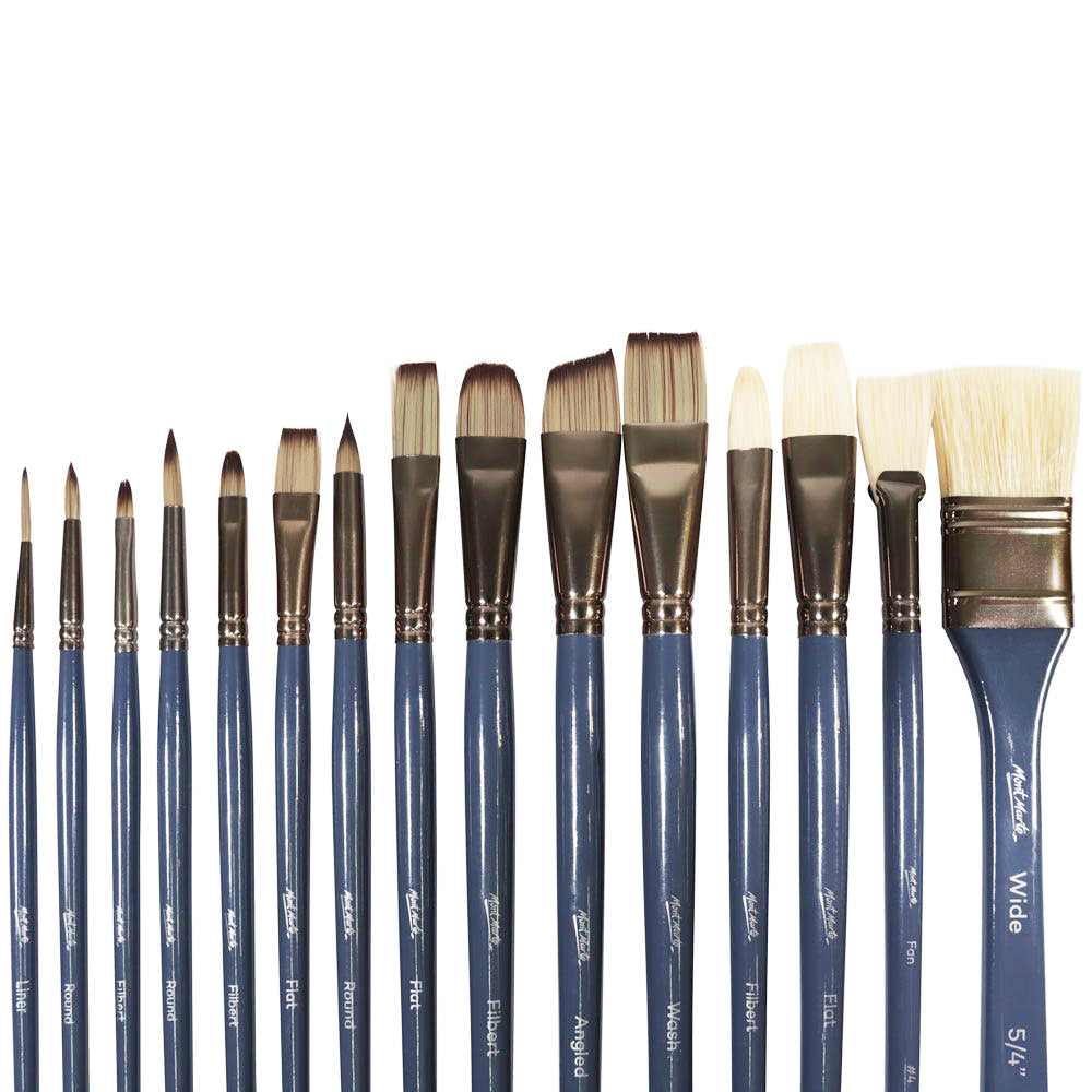 Mont Marte Premium Pinselset – 15 Taklon- und Borstenpinsel mit Magnetverschluss-Etui - SETL