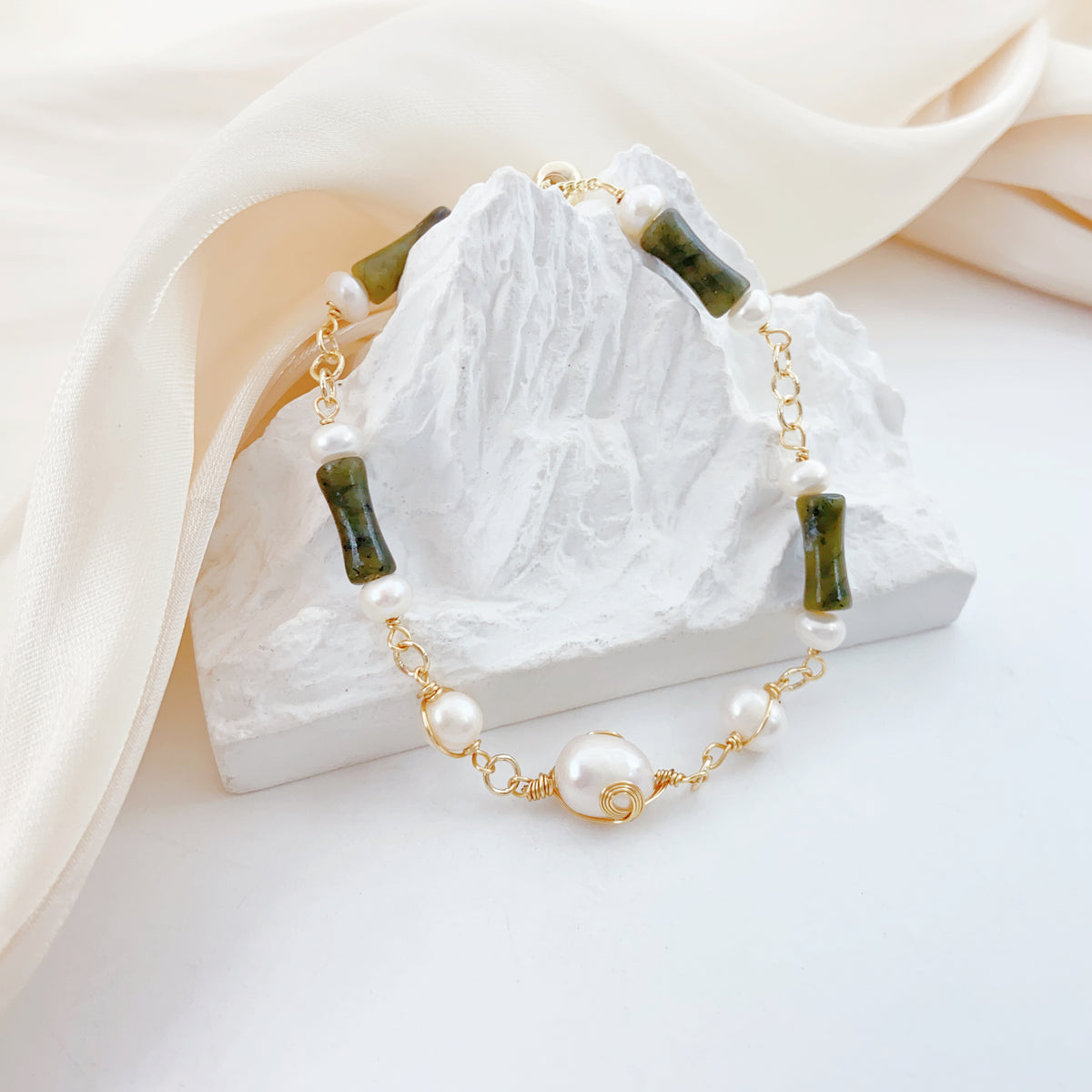Süßwasserperlen & Abalone-Muschel Armband - SETL