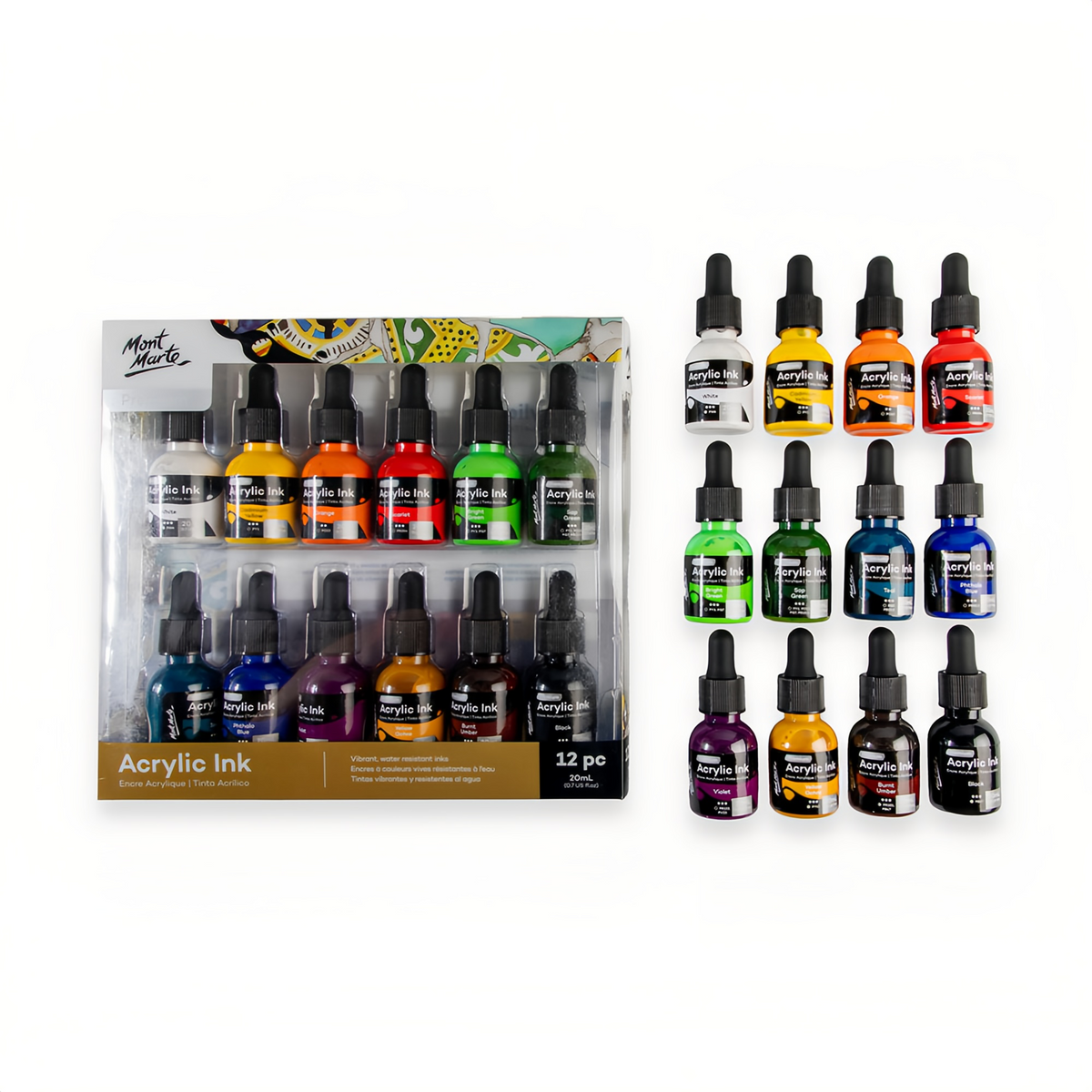 Mont Marte Premium Acryl Ink Set – 6 / 12 Farben - SETL