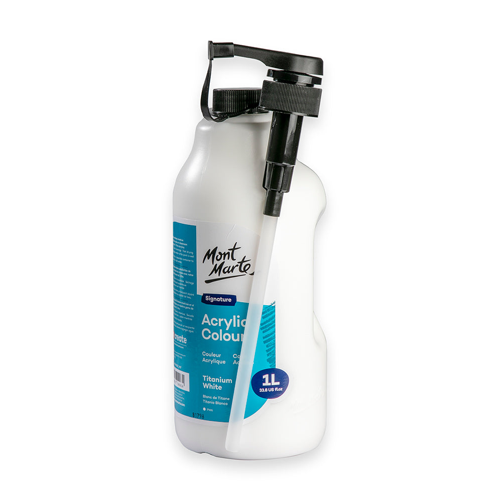 Mont Marte Acrylfarbe 1000 ml – Farbe wählbar in Weiß / Schwarz - SETL