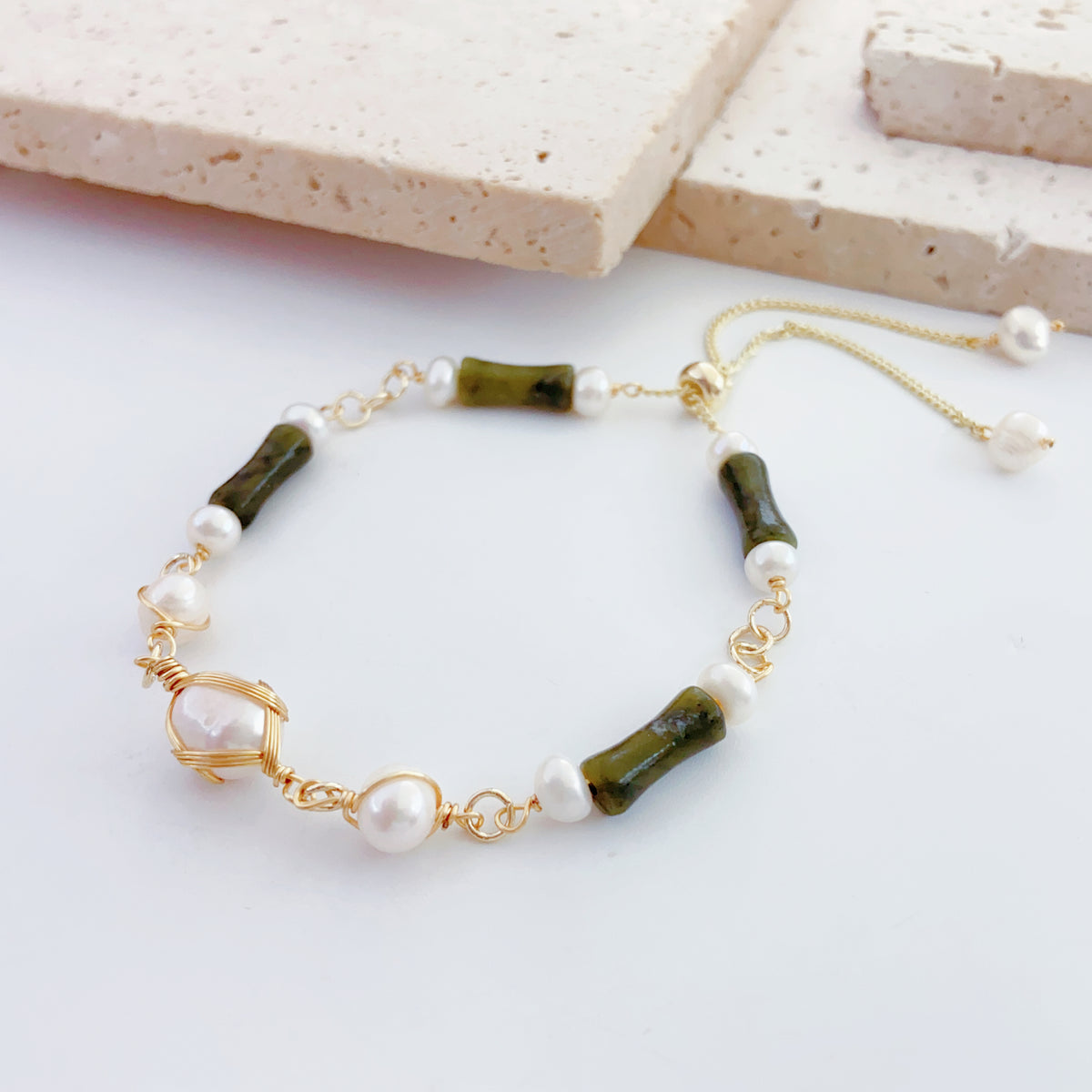 Süßwasserperlen & Abalone-Muschel Armband - SETL
