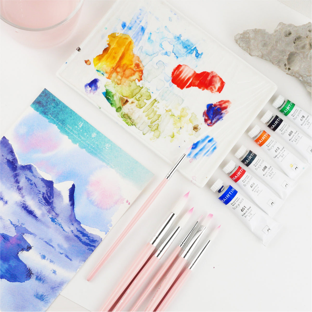 MAIRTINI Essentials 6-teiliges Aquarellpinsel-Set – Vielseitige Nylonhaarpinsel für alle Maltechniken - SETL