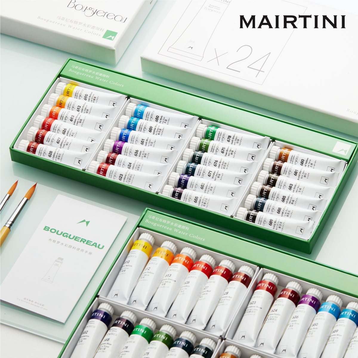 Mairtini Bouguereau Künstler-Aquarellfarben-Set, 24 Farben, 8/15 ml - SETL