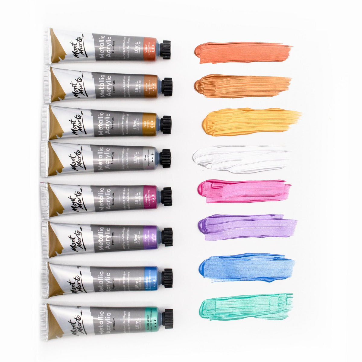 Mont Marte Acrylfarben Set Metallic – 8×18ml in Tuben - SETL