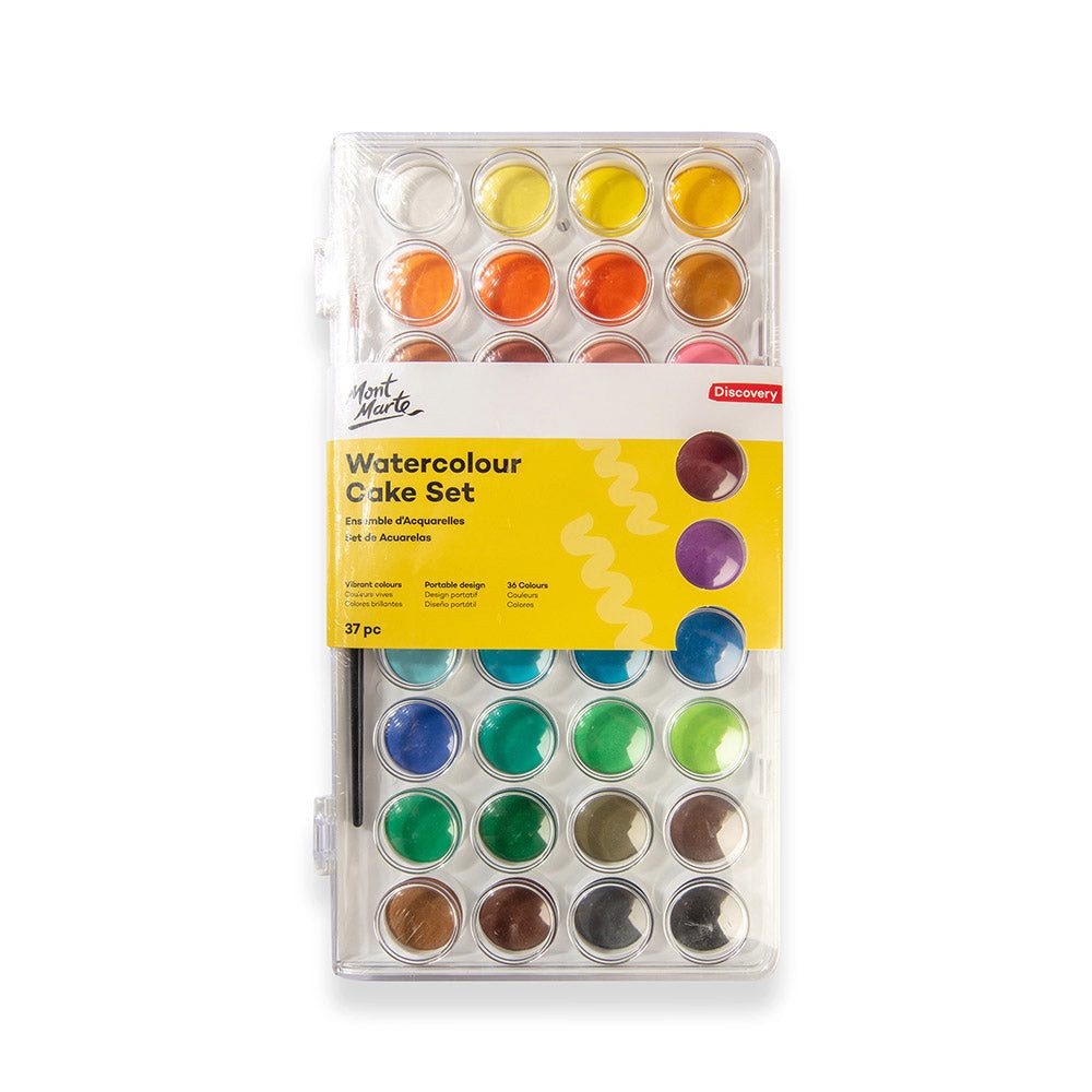 Mont Marte Discovery Aquarell Set – 16 / 36 Farben inkl. Nylonpinsel - SETL