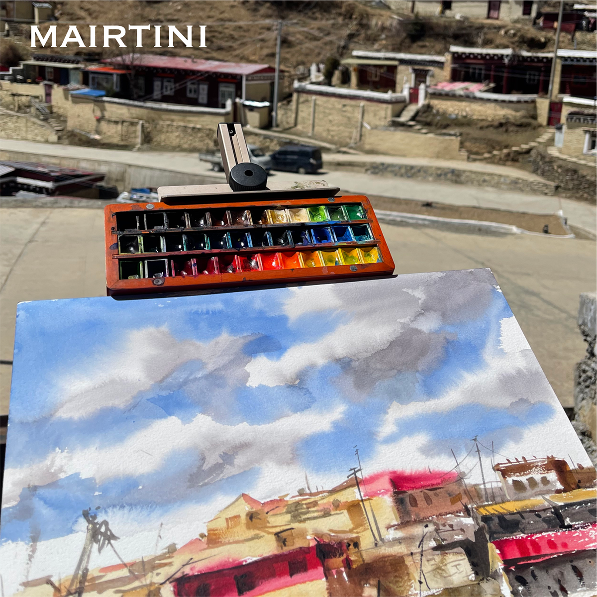 Mairtini Caravaggio Professionelles Aquarellfarbe Set - 12 / 24 / 36 Farben in halben Näpfchen - in eleganter Metall- oder Holzbox - SETL