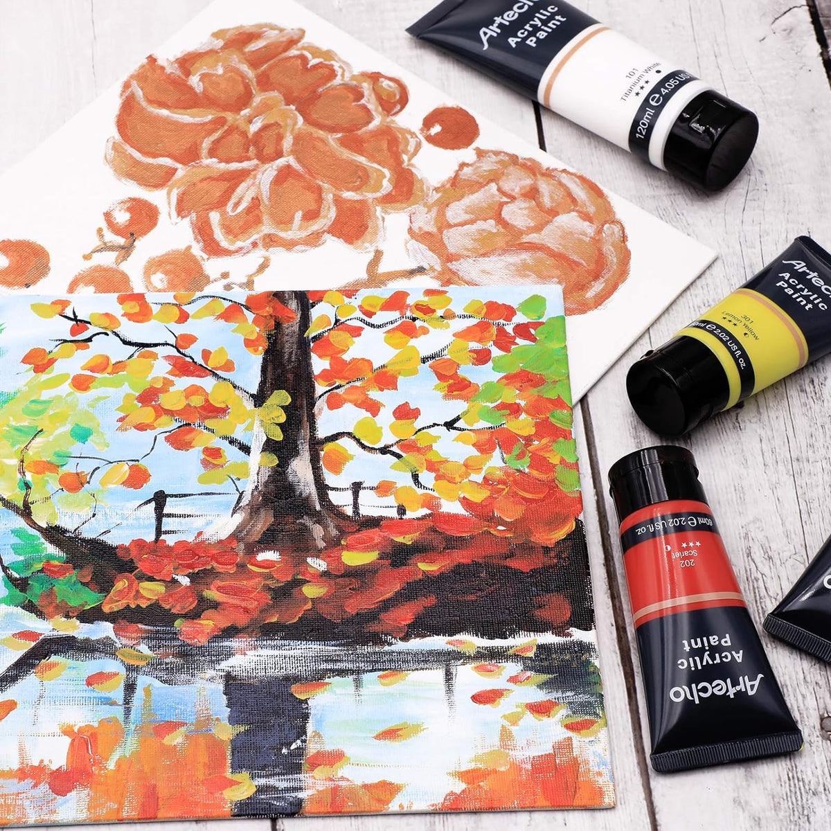 Artecho Künstlerset - 7 Farben, 10 Pinsel und 1 Palette - SETL