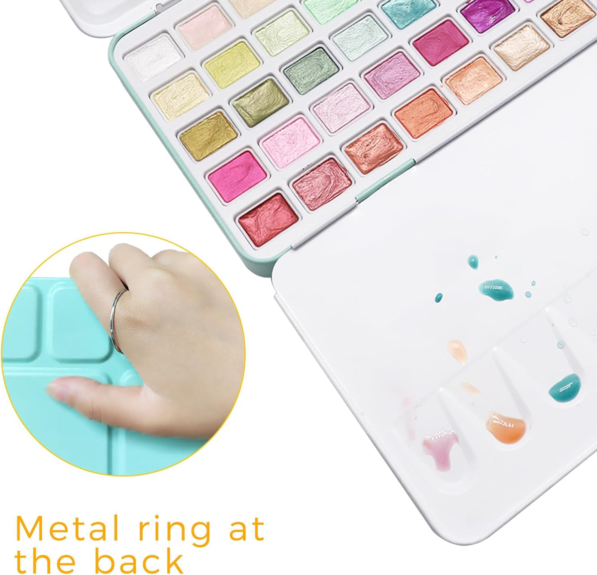 Artecho Metallic Aquarellfarben Set - 50 Wasserfarben im praktischen Metalletui - SETL