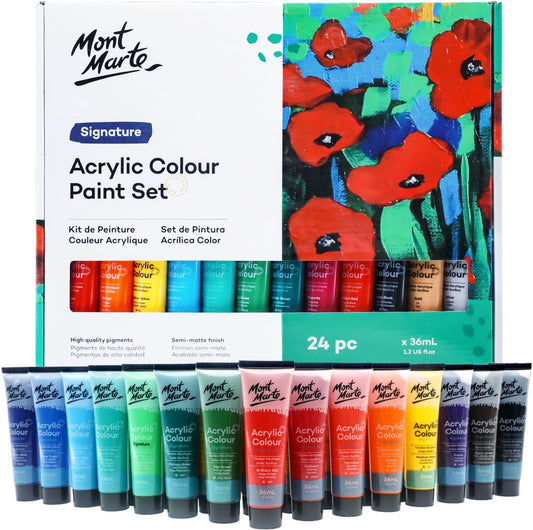 Mont Marte Acrylfarben Set - 18 / 24 / 36 / 48 Farben x 36ml in Tuben - SETL