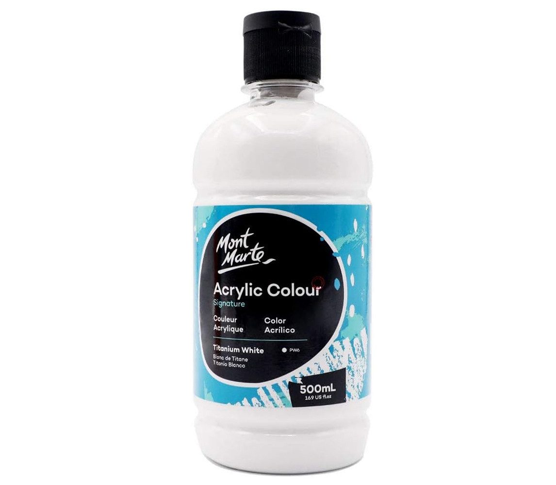 Mont Marte Acrylfarbe Signature - Grundfarben in 500ml Flasche, Weiß/ Schwarz/ Gold - SETL